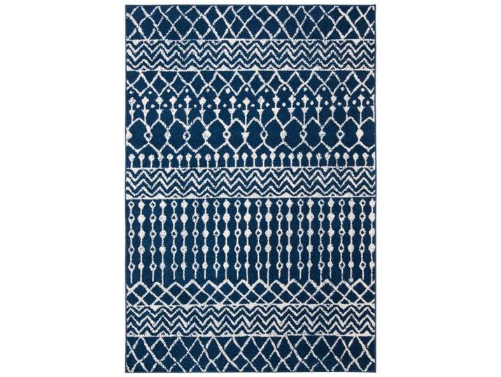 Tapis bohémien en polypropylène bleu/blanc, 122 x 183 cm