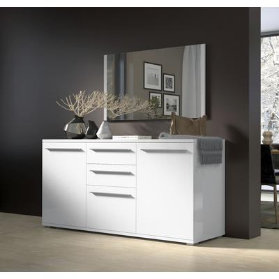 Kommode OTTO HOME "Piano", weiß (weiß hochglanz), B:150cm H:84,6cm T:45,2cm, Holzwerkstoff, Sideboards, Kommode, Hochglanz UV lackiert, Soft-Close Funktion