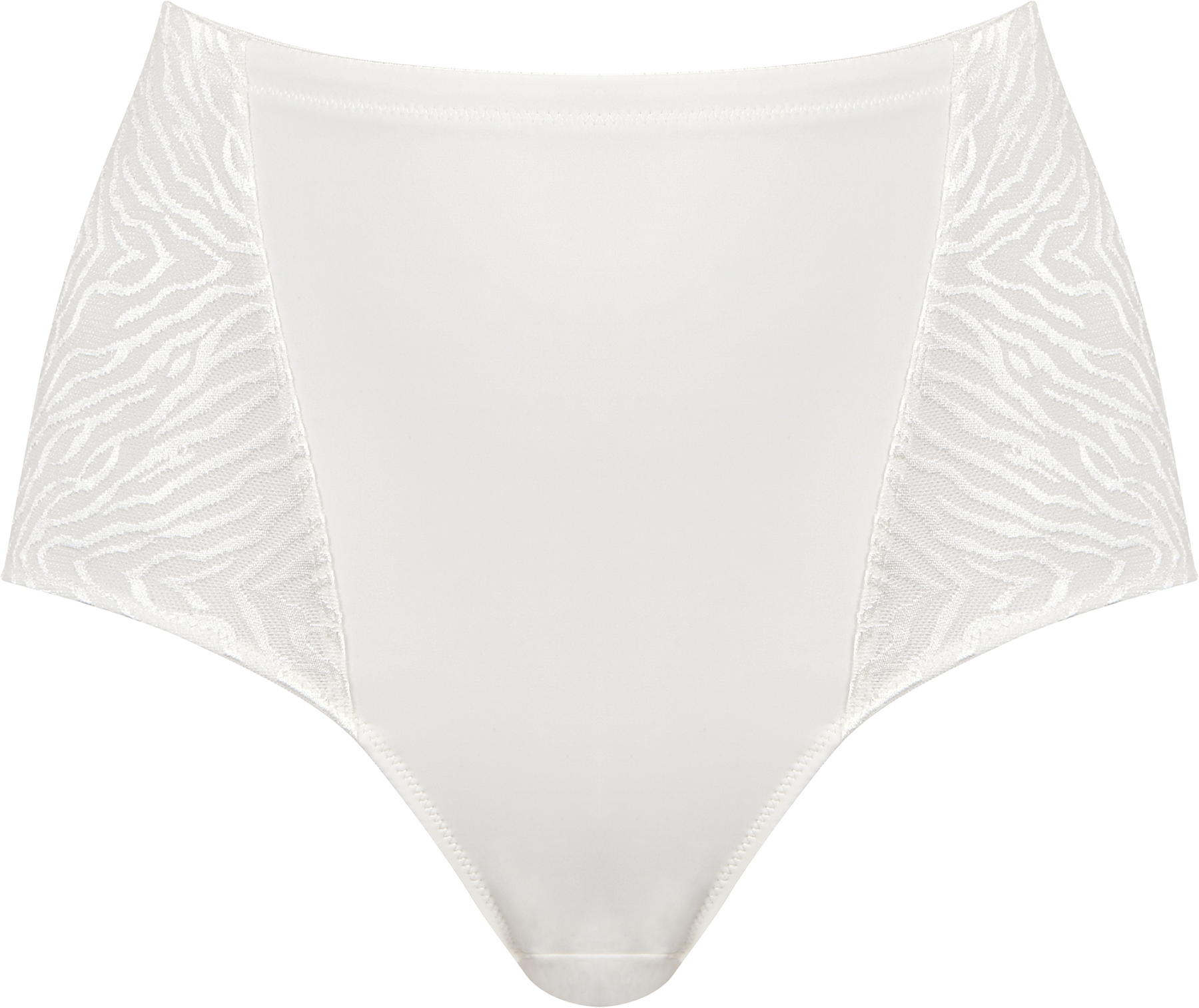 Taillenslip NATURANA, Damen, Gr. 48, weiss (ecru), Obermaterial: 82% Polyamid, 18% Elasthan, figurbetont, Unterhosen Taillenslip, Tonale Zebra-Spitze Seitenteile ecru 48