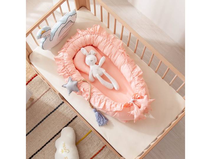 Nid de bébé en coton pour nouveau-né, lit de voyage portable, berceau à volants, transat pour tout-petit, nid de sommeil respirant