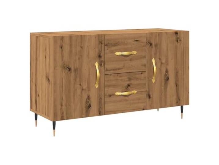 KGFHERENB Sideboard Artisan-Eiche 100x36x60 cm Kommode mit Metallfüßen Praktische Anrichte mit Metallfüßen und Griffen für Schlafzimmer, Wohnzimmer, Flur und Büro mit geschütztem Stauraum.