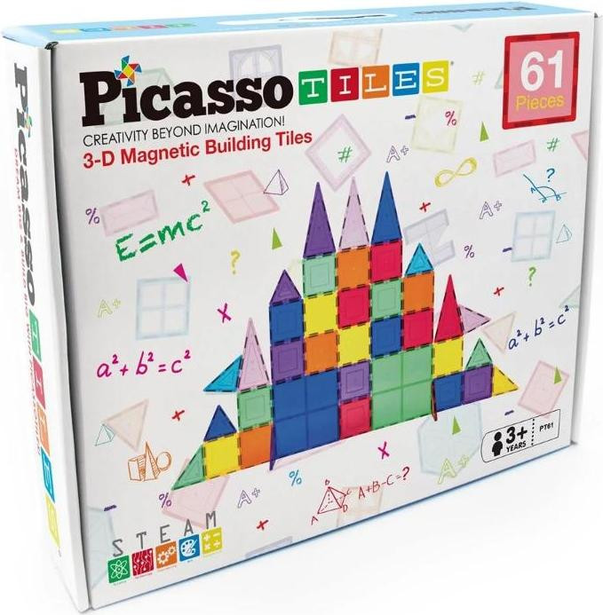 PicassoTiles Magnetische bouwstenen set, 61 stuks