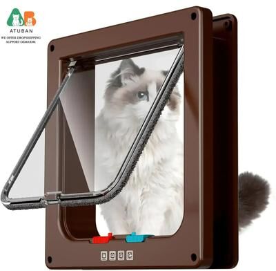 Uplift Essentials SecureShield 4 Way Locking Pet Door brown m