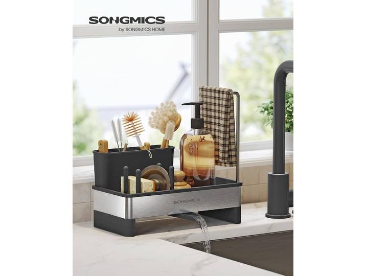 Spülbecken-Organizer 24,7x12,7x23 cm Edelstahl Schwarz