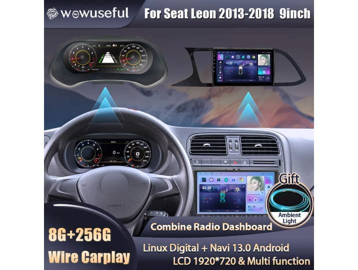 Wowuseful 9 ''cluster numérique Lcd de voiture pour VW Seat Leon 2013-18 ans tableau de bord palette Cockpit lecteur Android Radio de Navigation