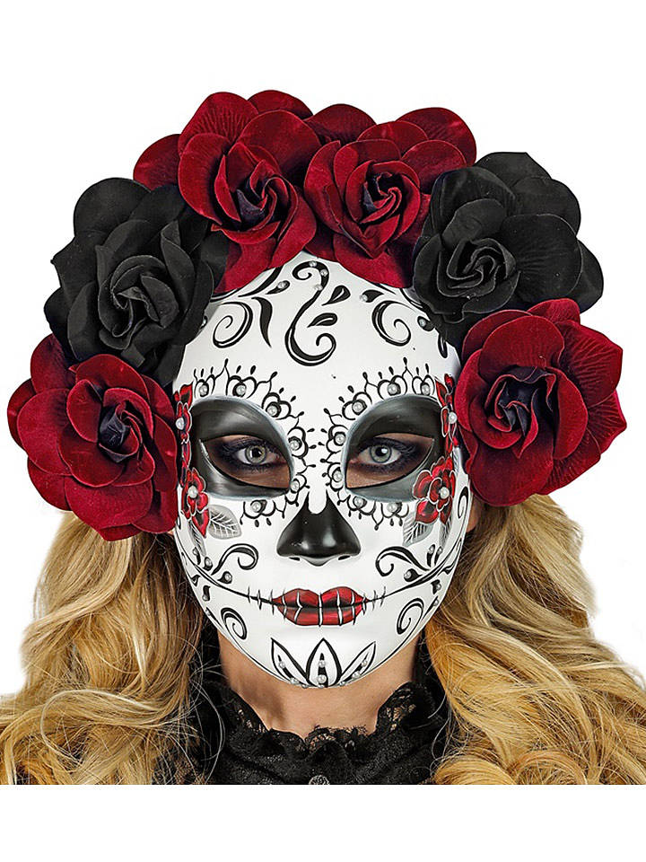 Widmann Maske "DIA DE LOS MUERTOS" in Weiß/ Schwarz/ Rot - onesize