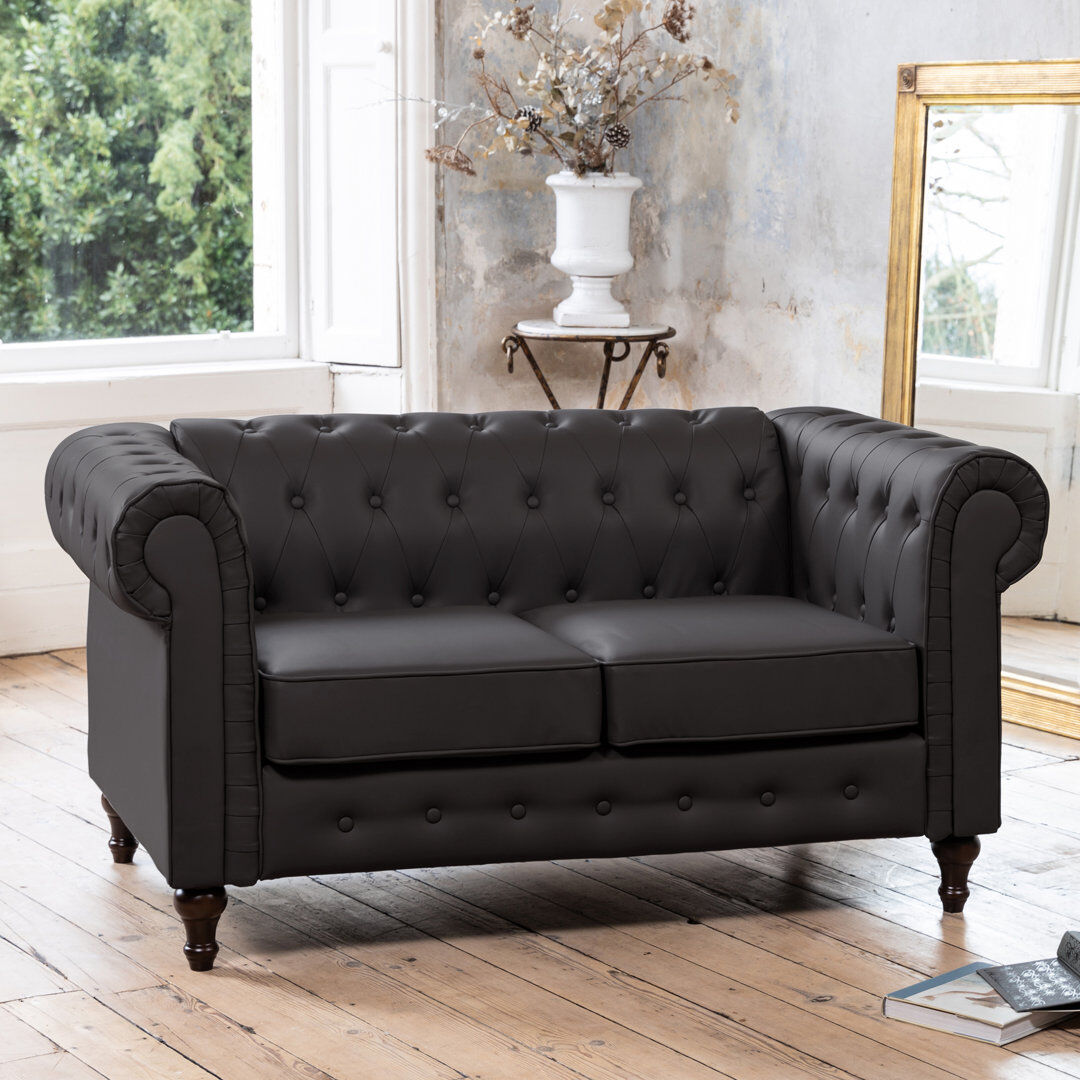 Wade Logan Marzano 2 Seater Faux Leather Sofa Brown 87cm H X 153cm W X 85cm D