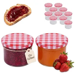 Relaxdays Einmachgläser Set 220 ml Twist Off Weiß,Rot,Transparent