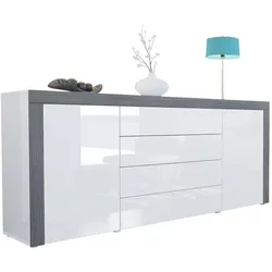 SIDEBOARD La Paz Weiß Hochglanz / Avola-Anthrazit