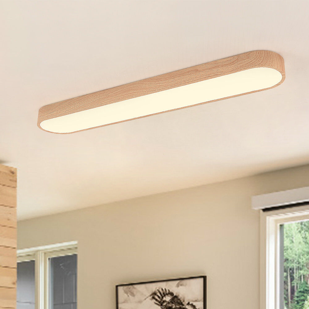 Canora Grey Cherron Farmhouse Round-Corner Rectangle LED Flush Mount Ceiling Light Natural 65cm W