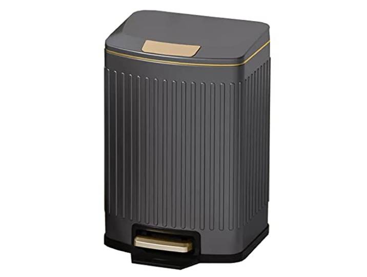 OIFAODAO Mülltonnen， Rechteckiger Edelstahl-Treteimer mit sanftem Verschluss Küche Bad(/Gray,18L)