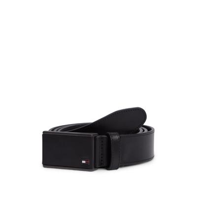 Ledergürtel TOMMY HILFIGER "BUSINESS PLAQUE 3.5 cm", Herren, Gr. 95, schwarz, Leder, Gürtel Ledergürtel