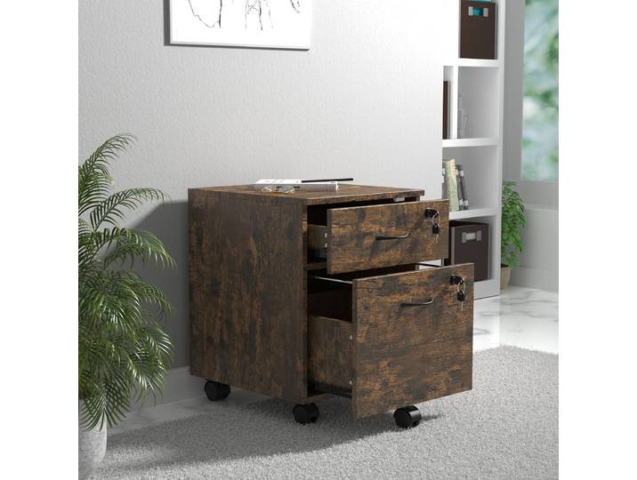 Rollcontainer Typ B 40 x 54 x 44cm Braun/Eiche Vintage Dekor
