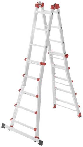 Hailo M80 7520007 Aluminium Multifunktionsleiter Arbeitshöhe (max.): 5.70m Silber, Rot 15.2kg