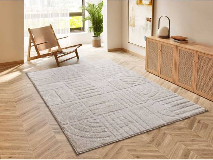Tapis ATTICGO géométrique 140 x 200 cm BLANCHE 8630 blanc