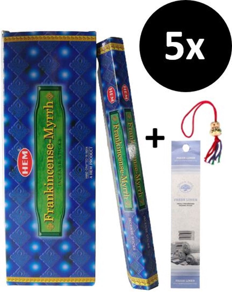 Wierookstokjes Frankincense Mirre Myrrh - 105 stuks met gelukspoppetje