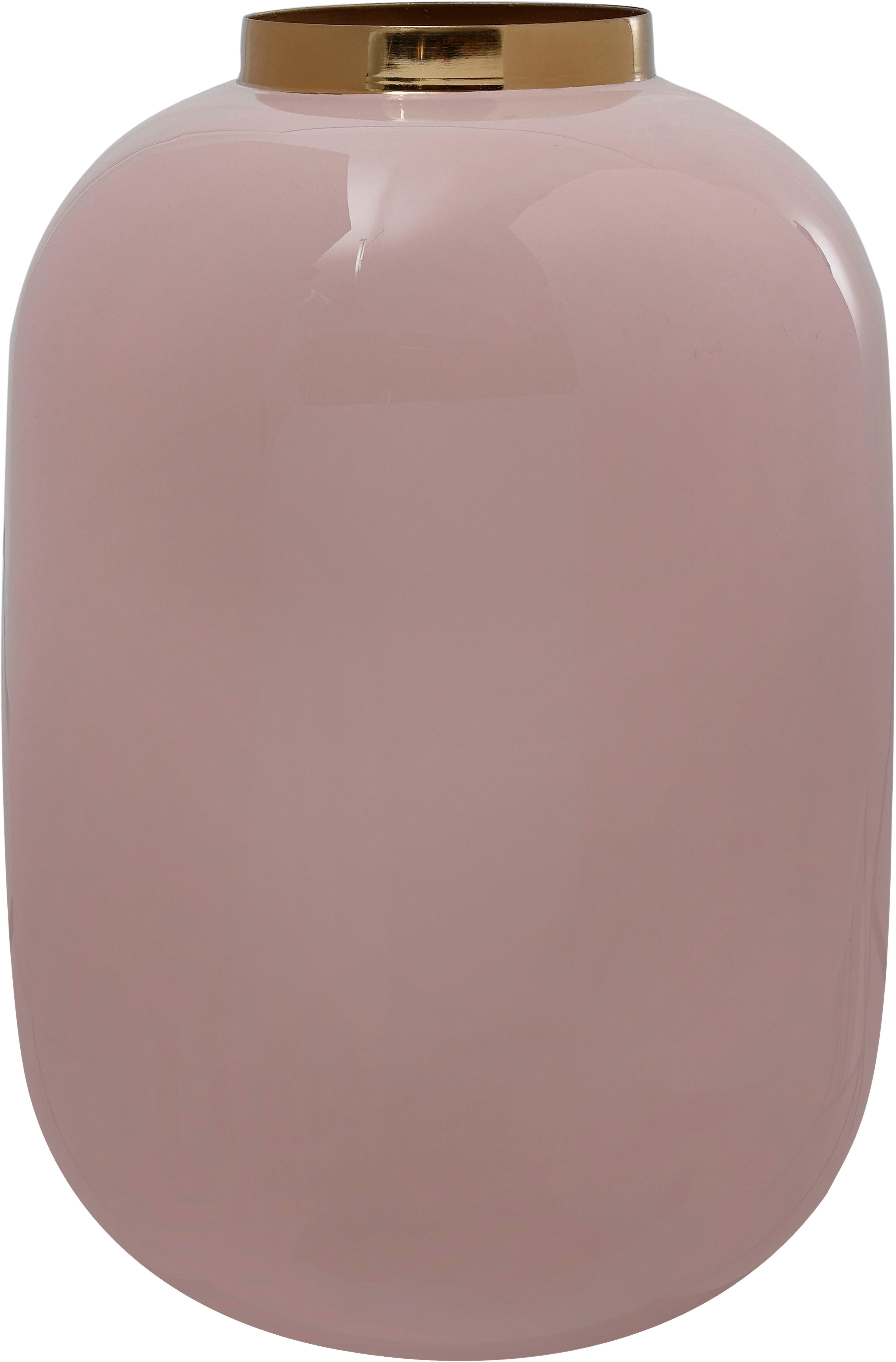 Dekovase KAYOOM "Vase Art Deco 355", grau, B:16cm H:25cm T:16cm Ø:16cm, Metall, Vasen, Dekovase grau B/H/T: 16cm x 25cm x 16cm Ø 16cm