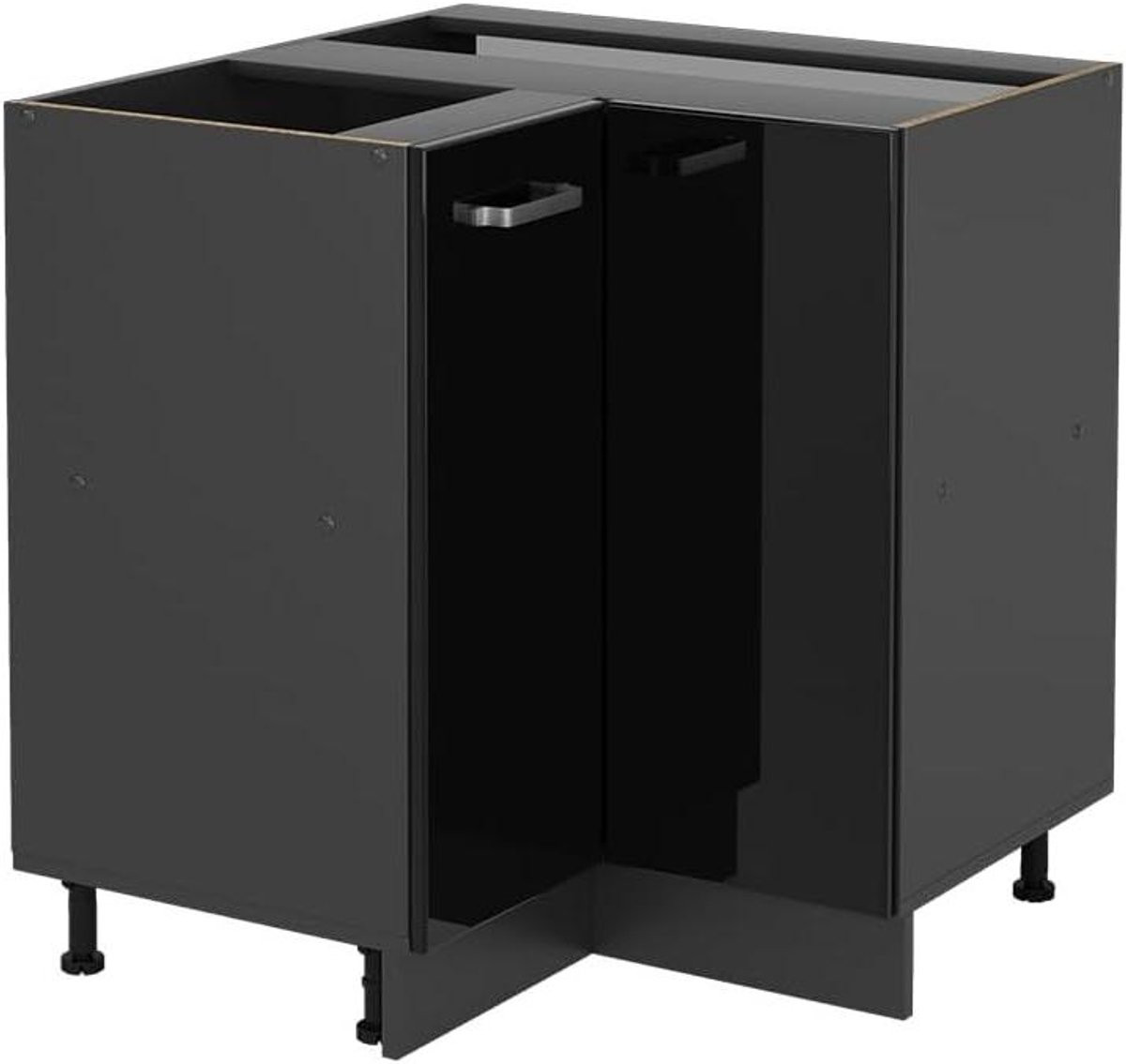 Zwarte hoogglans modulaire hoekkast voor de keuken van MDF