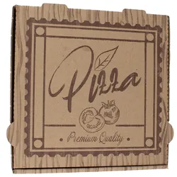 DayBays 200 Stk. Pizza-Karton 36x36x4 cm  Braun Kraftpapier bedruckt mit Pizza-Motiv