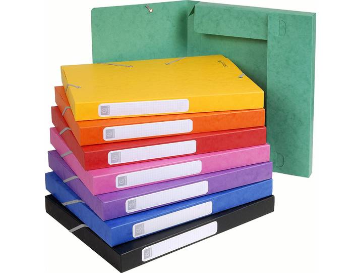 Exacompta Boîte de classement A4 Cartobox - Carte lustrée 5/10E - Dos 2,5 cm - Assorties - Lot de 25