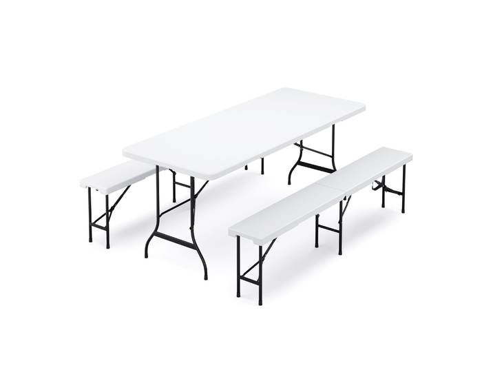Campingtisch Garnitur klappbar 180 cm weiss