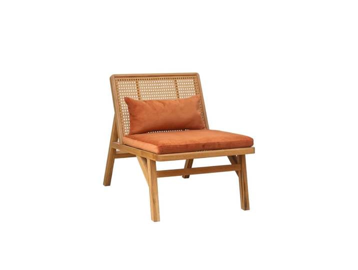 Fauteuil scandinave en chêne, cannage et velours gris loup