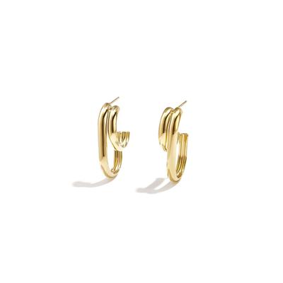Paar Creolen ADELIA´S "LIVAYA Ohrringe Creolen im geometrischen Design aus Edelstahl", Damen, Gr. Damen, Edelstahl, gold (silberfarben), Ohrringe, Stylisch durch das doppelt geführte Creolen-Design