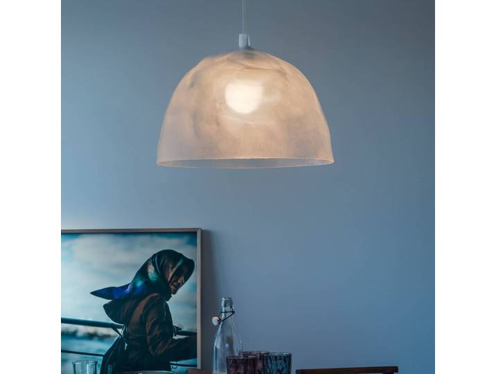 Foscarini Designer Hängelampe Bump, dimmbar, weiß / opal, für Wohn- / Esszimmer, Kunststoff, Design, Pendelleuchte