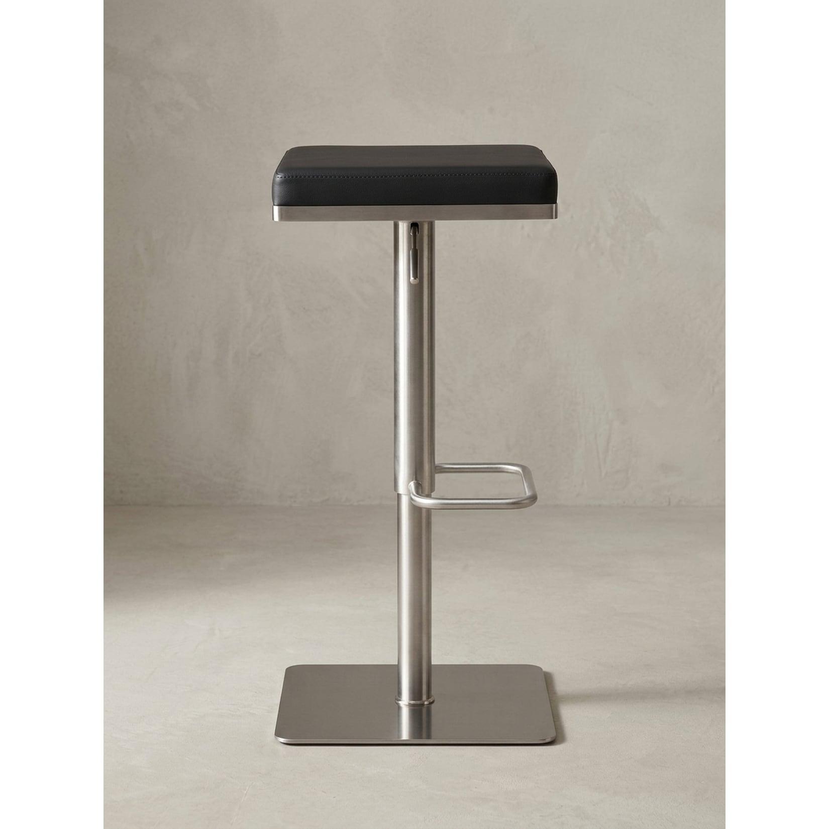 Barhocker – Schwarz, Kunstleder, Edelstahl, höhenverstellbar, drehbar, gepolstert, Modern