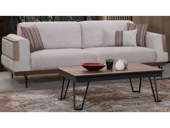 JVmoebel Polstergarnitur Beige Sofa-Set Modernes Interieur Holzrahmen Lange Beine Glatte Ecken, (2-tlg)