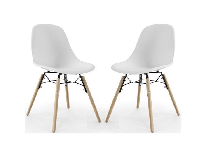 Chaise de Salle à Manger - Design Scandinave - Pieds en Bois - Lot de 2 - Lumi Blanc