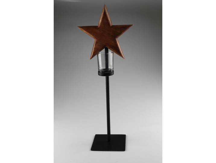 Kerzenhalter AM DESIGN aus Holz , braun (natur), B:12cm H:54cm, Metall, Kerzenhalter, Kerzenhalter, BxH: 12x54 cm