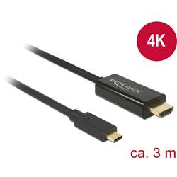 Delock USB-C® / HDMI Adapterkabel USB-C® Stecker, HDMI-A Stecker 3.00 m Schwarz 85260 vergoldete Steckkontakte USB-C®-Displaykabel