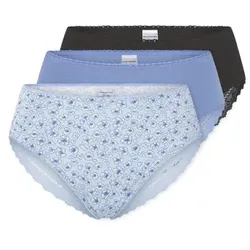 Schiesser 3P Modern Brazillian Slips Schwarz/Blau Baumwolle 36 Damen