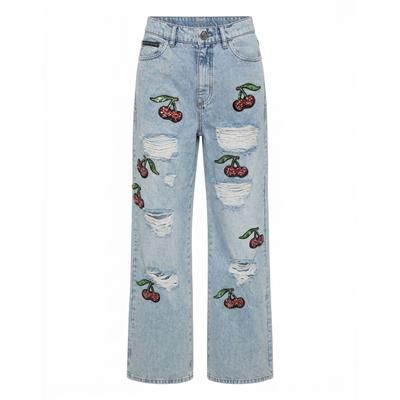 Loose-fit-Jeans PHILIPP PLEIN "Skater-Fit-Jeans", Damen, Gr. 28, EURO-Größen, blau (07wy, sky wash), Obermaterial: 100% Baumwolle. Futter: 65% Polyester, 35% Baumwolle, Jeans