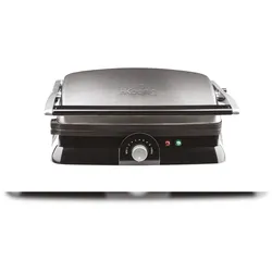 H.Koenig GR20 Kontaktgrill / vollständig aufklappbar / Antihaft-Beschichtung / stufenlose Temperatureinstellung / 2000 W / Edelstahl / silber
