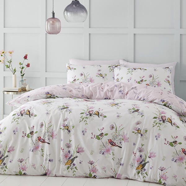 Catherine Lansfield Songbird Double Duvet Set Pink