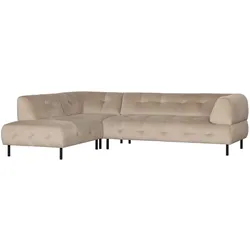Ecksofa Lloyd mit Samtbezug, modernes Design, linksseitig, sandfarben, komfortabel für 4–5 Personen