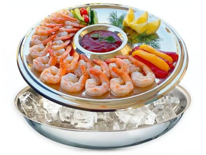 Maverick Unity Garnelen-Cocktail-Servierschale und Schüssel mit Eis – elegante und große Platte für Meeresfrüchte, Austern, Krebse, Gemüse, Obst, Salate