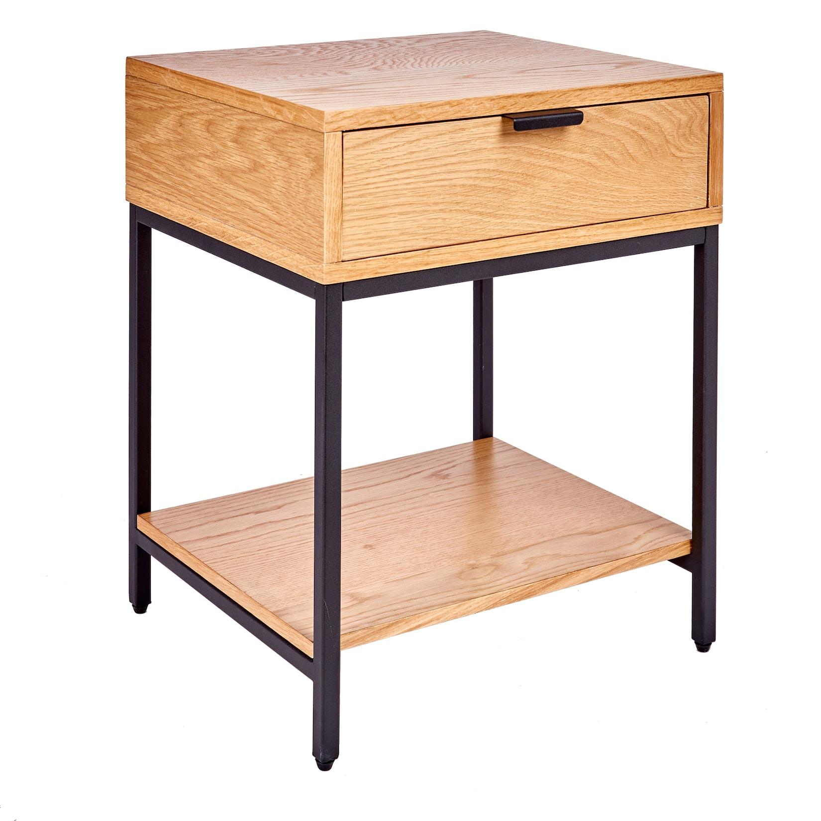 riess-ambiente Nachttisch ELEMENTS - Industrial 40cm Eiche Beistelltisch mit Schublade