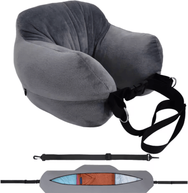 Inspire Picks Adjustable U Shaped Travel Neck Pillow Washable Fillable Comfort Pillow For Airplane And Travel dark Gray