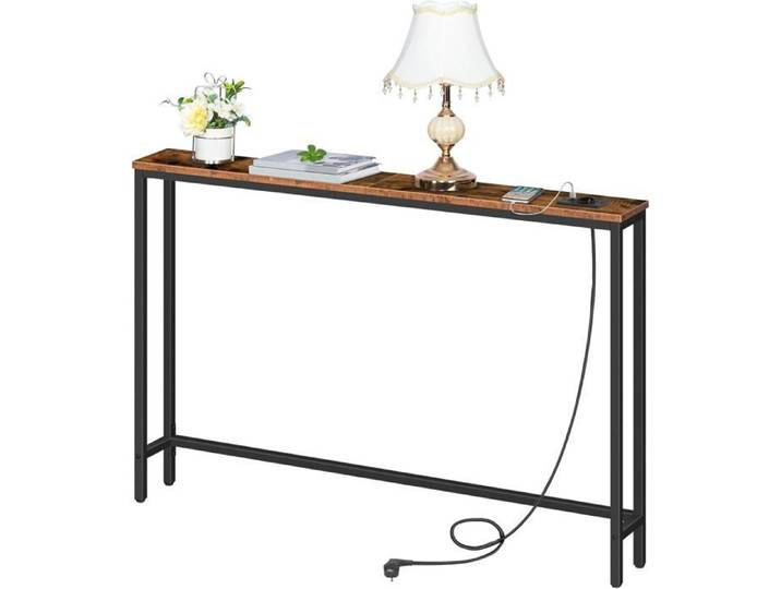 HOOBRO Console Meuble avec multiprise et Ports USB Table Console étroite Bout de canapé Table derrière Le canapé