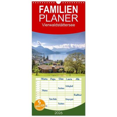 Familienplaner 2026 - Vierwaldstättersee mit 5 Spalten (Wandkalender, 21 x 45 cm) CALVENDO