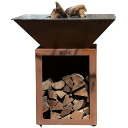 GRILLCHIC brasero cevenol corten holz quadratisch 83 einfache Wanne