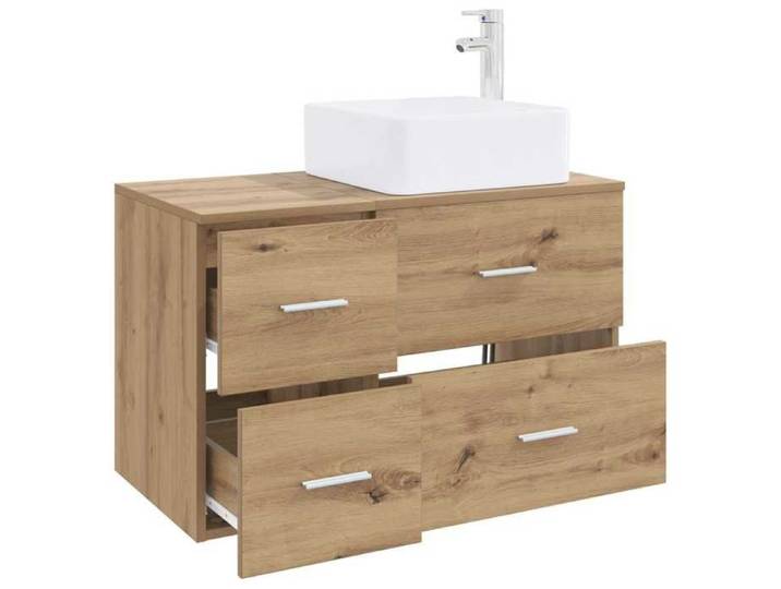 Black Month  Ensemble de Mobilier de Salle de Bain 2 Pc Chêne Artisanal en Bois d'ingénierie avec 3 tiroirs 53729