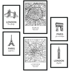 POSTER Set Mit 6 Von Paris Und London Sammlung A3 & A4 Rahmenlos