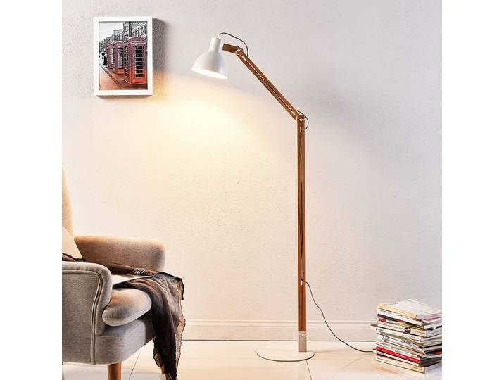 Shivanja Stehleuchte White/Ash - Lindby - Arbeitszimmer / Büro - Modern - Holz - Einflammig