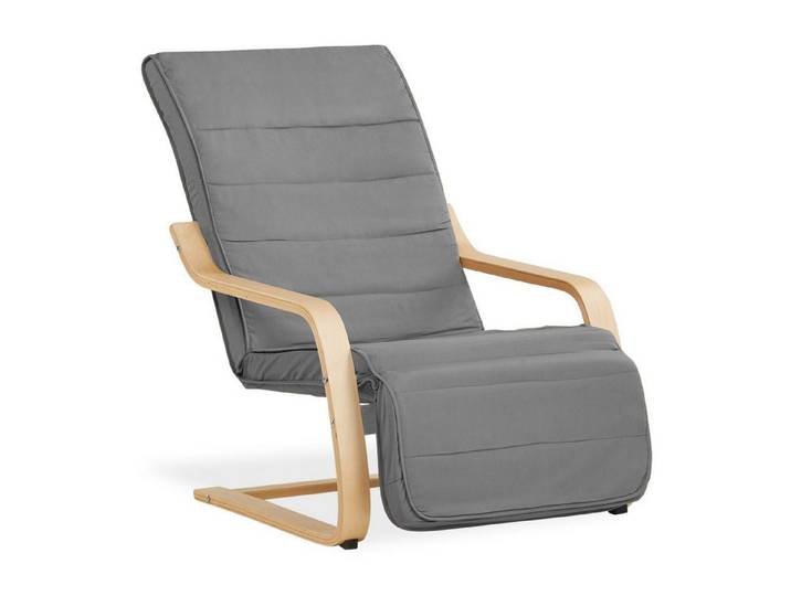 Homestyle4u Relaxsessel Schwingsessel Schaukelsessel Wohnzimmer Grau Schaukelstuhl Fußstütze (1 Stuhl, 1-St., Stuhl mit Bezug), Bezug abnehmbar, Fußteil verstellbar, Essstuhl