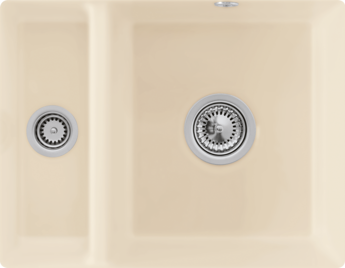 Villeroy und Boch Unterbauspüle 675802FU mit Ablaufgarnitur und Excenterbetätigung, Ivory
