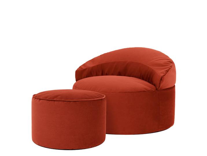 icon Sitzsack mit rundem Hocker Orb, Terracotta, 300 L, Rund, 86x61x86 cm, Wohnzimmer, Sessel, Sitzsäcke, XXL Sitzsäcke